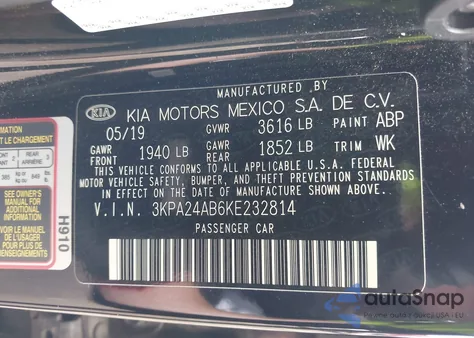 2019 Kia Rio S from USA, damaged, VIN 3KPA24AB6KE232814